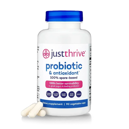 Just Thrive Probiotic & Antioxidant Supplement - 100% Spore-Based Digestive and Immune Support - Gluten Free,